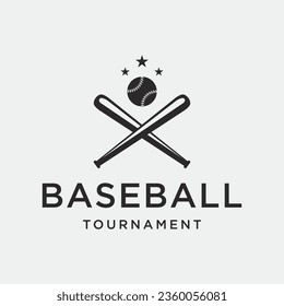 Retro vintage baseball logo with baseball ball and stick concept. Logo for tournament, label, sport, championship.