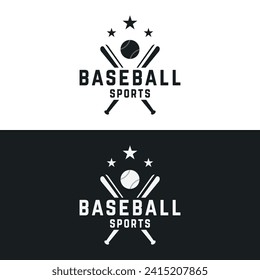 Retro vintage baseball logo with baseball ball and stick concept. Logo for tournament, label, sport, championship.