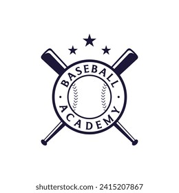 Retro vintage baseball logo with baseball ball and stick concept. Logo for tournament, label, sport, championship.