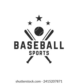 Retro vintage baseball logo with baseball ball and stick concept. Logo for tournament, label, sport, championship.