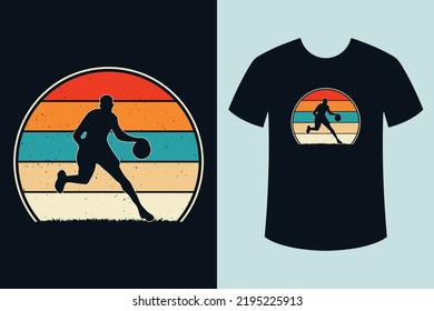 Retro Vintage Basketball T Shirt Design, Basketball Player Silhouette