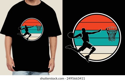 retro vintage basketball t shirt design