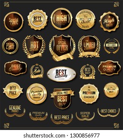 Retro vintage black and gold badges and labels collection 