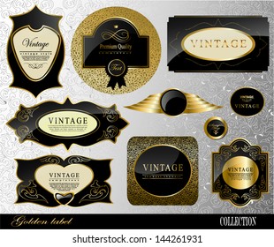 Retro vintage  black gold label/can be used for invitation, congratulation or website layout vector