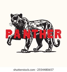 Retro Vintage Black Panther Vector Illustration	