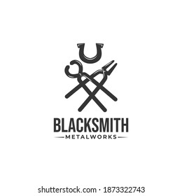 Retro vintage blacksmith logo badge