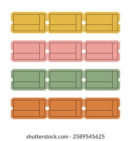 Retro vintage blank admission tickets strip vector set