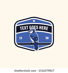 Retro vintage blue jay bird patch emblem template