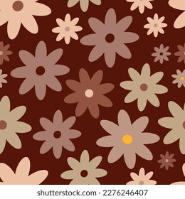 Retro Vintage boho spring pattern with flowers in 60s style