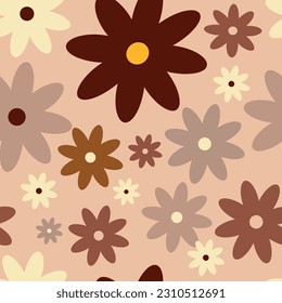 Retro Vintage Boho Frühlingsmuster mit Blumen im Stil der 60er Jahre