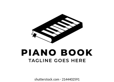 Retro Vintage Book with Piano Key Music Instrument Logo Design Vector
