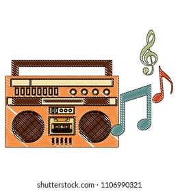 retro vintage boombox radio cassette note music
