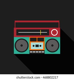 Retro vintage boombox radio flat design isolated icon vector illustration