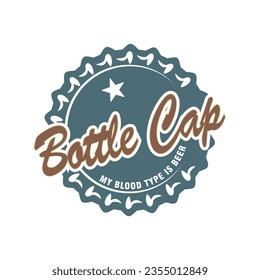 Retro Vintage Bottle Cap for Beer Drink or Western Restaurant Food Product Logo Design Vector.