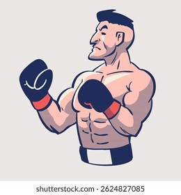 Retro Vintage Boxer Fighter Character