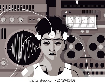 retro vintage brainwash experiment on man