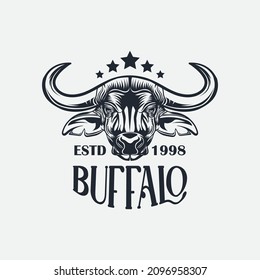 Retro Vintage Buffalo head logo design vector