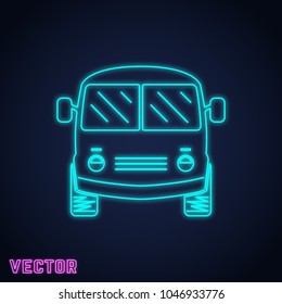 Retro vintage bus sign neon light design. Vector illustration.