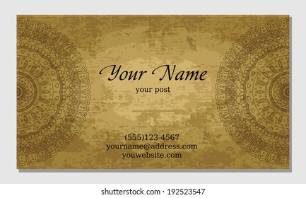 Retro Vintage business card. Vector background. Card or invitation. Vintage decorative elements. Hand drawn background. Islam, arabic, indian, ottoman motifs.