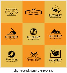 retro vintage butchery logo design template collection