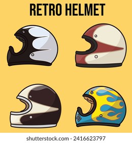 Retro Vintage Cafe Racer Helmet with isolation yellow beground