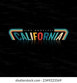 Retro vintage California logo badges on black background graphics for t-shirts and other print production. Vector illustration for design. 70s-style concept.