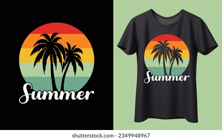 Retro vintage California sunset badges on black background graphics for t-shirts and other print production. Vector illustration for design. 70s-style concept