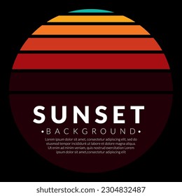 Retro vintage California sunset logo badges on black background graphics for t-shirts and other print production. 1970s style concept. Vector illustration for design.