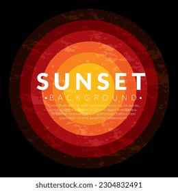 Retro vintage California sunset logo badges on black background graphics for t-shirts and other print production. 1970s style concept. Vector illustration for design.