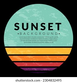 Insignias del logo de la marca Retro vintage California sunset en los gráficos de fondo negro para camisetas y otras producciones de impresión. Concepto de estilo de los años 70. Ilustración vectorial para el diseño.