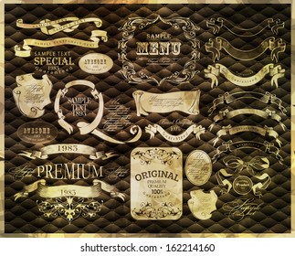 Retro vintage calligraphic design elements/ page decoration, guarantee Label, calligraphic
