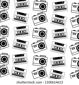 retro vintage camera and cassette audio background