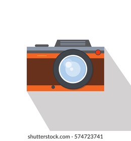 Retro, vintage camera, flat style design. Photo shooting. Vector illustration