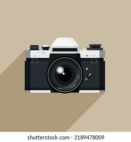 Retro or Vintage camera with shadow isolated 