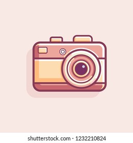 Retro VIntage camera vector illustration, old camera vintage illustration, retro camera icon flat vector illustration