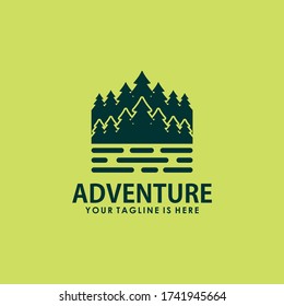 logotipo del pinar del campamento retro vintage, etiqueta, emblema, plantillas de vectores de estampado, logotipo de vintage de aventura