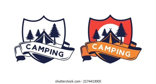 Retro vintage camping adventure logo template