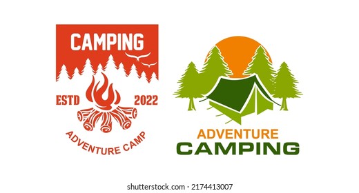 Retro vintage camping adventure logo template