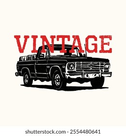 Retro Vintage Car Truck Vector Illustration