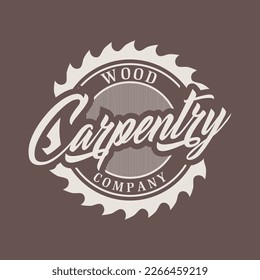 retro vintage, carpentry woodwork company logo design vector template