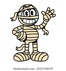 Retro Vintage Cartoon Mummy Illustration Isolated