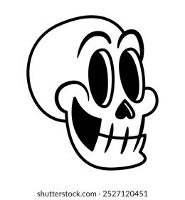 Retro Vintage Cartoon Skull Illustration Isolated