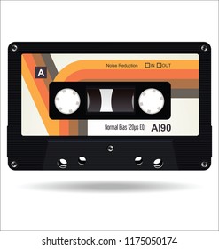 Retro vintage cassette tape isolated white background