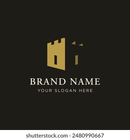 Retro vintage castle logo design with creative ideas.