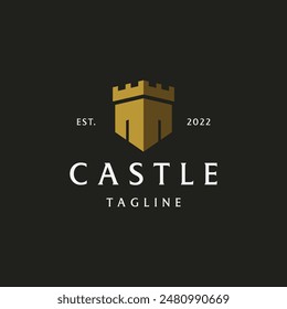 Diseño de logotipo de castillo retro vintage con ideas creativas.