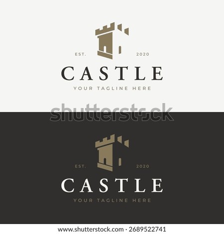 Retro vintage castle logo design with creative ideas.