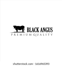 Retro Vintage Cattle Angus Beef Emblem Label logo design vector, Angus Cow Logo, Cattle Farm Logo Angus Cow Farm, Cow Logo Vintage	