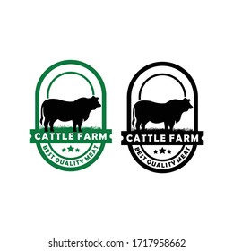 Retro Vintage Cattle / Angus / Beef Emblem Label logo design vector