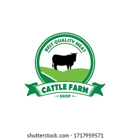 Retro Vintage Cattle / Angus / Beef Emblem Label logo design vector