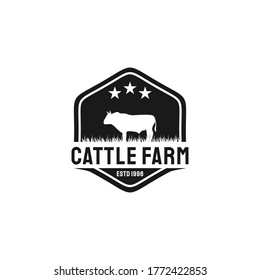 Retro Vintage Cattle Angus Beef Emblem Label Livestock logo design vector